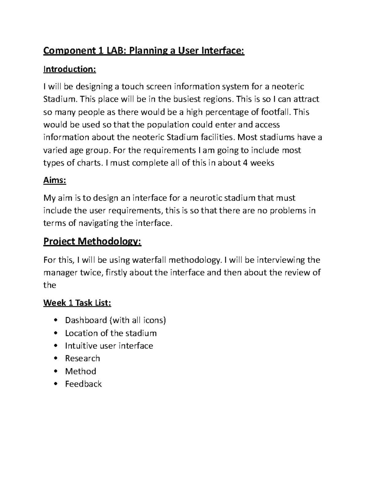 Component 1 LAB - Dont copy! - Component 1 LAB: Planning a User ...