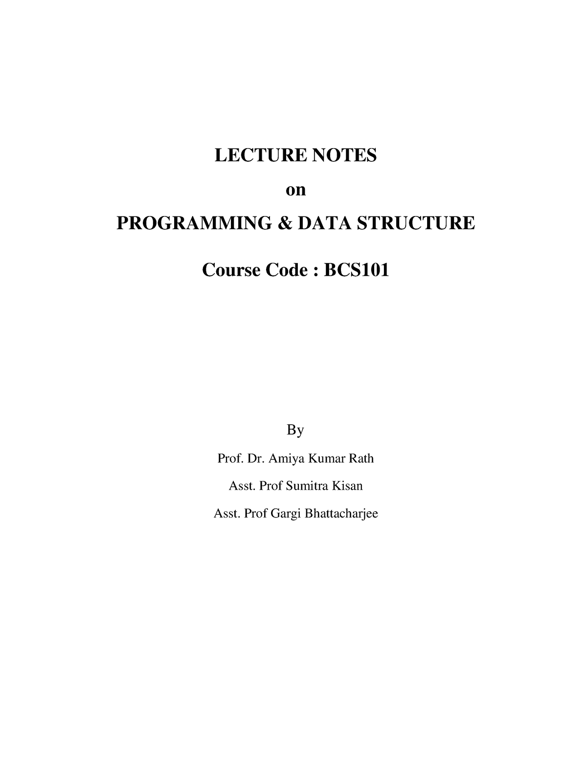 Programming And Data Structure - LECTURE NOTES On PROGRAMMING & DATA ...