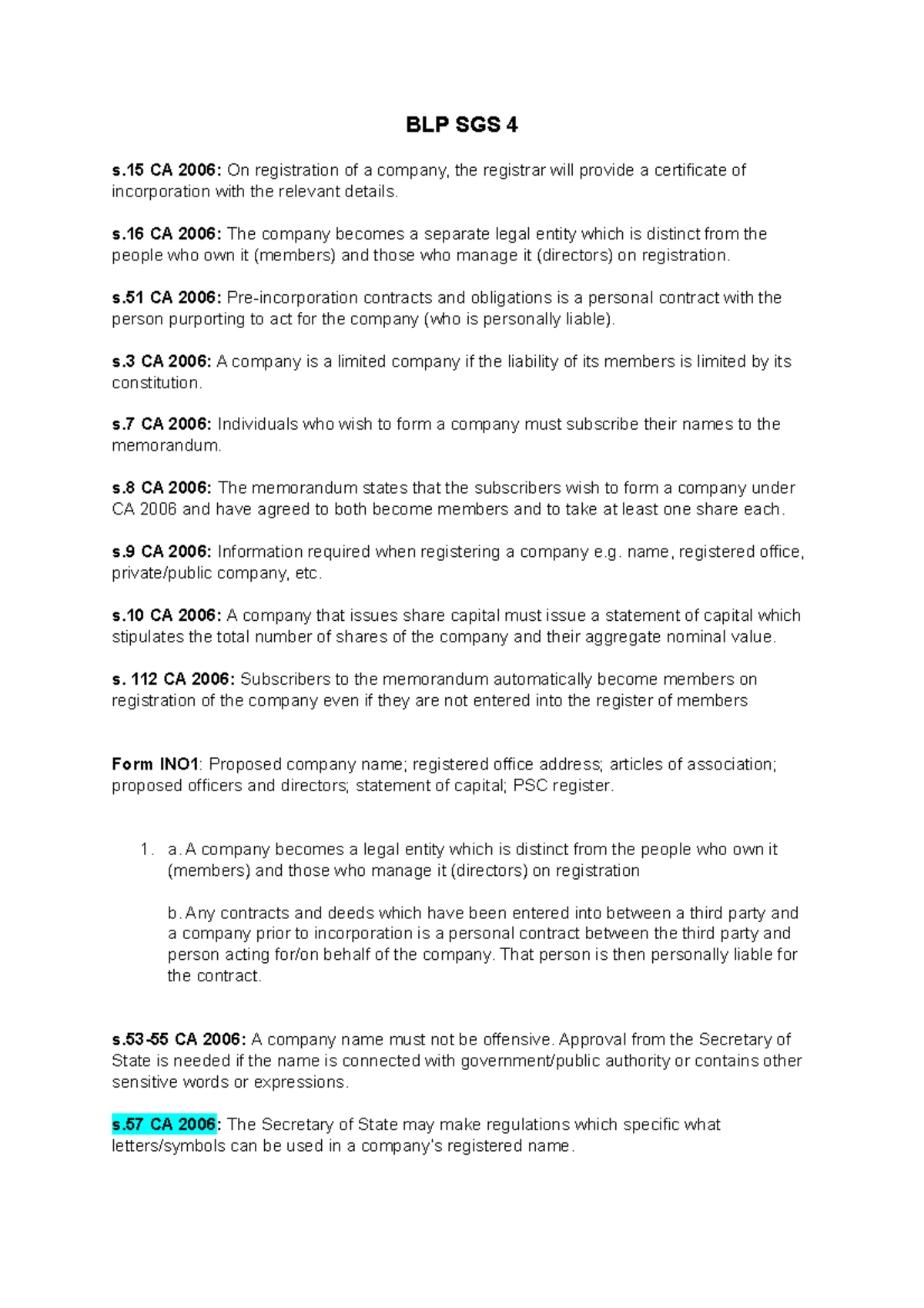 LPC Business Law Practice SGS 4 Prep Work - BPP - Studocu