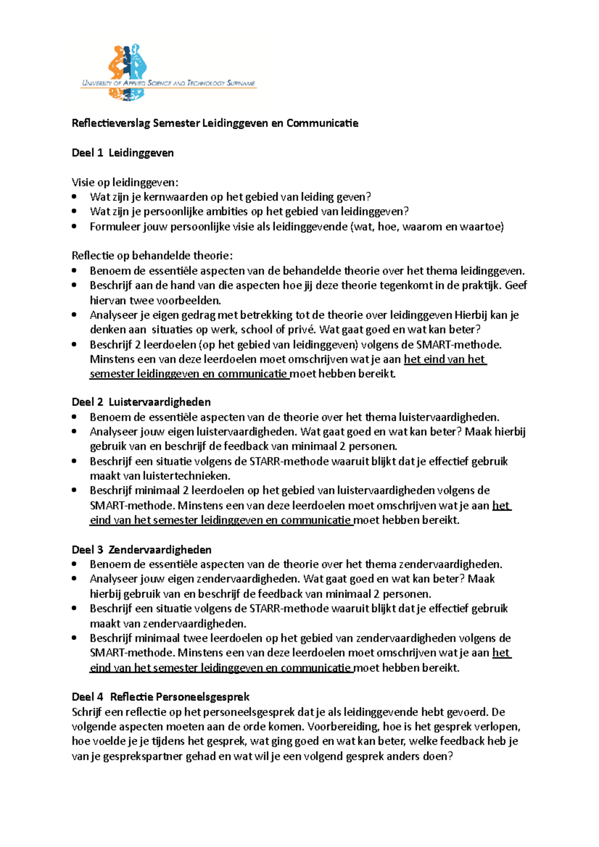 Richtlijnen Reflectieverslag Blok 1 LG En Communicatie