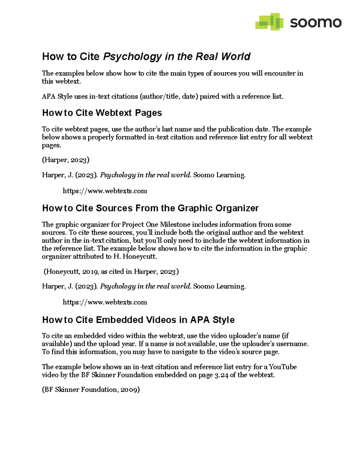 PSY108 PIRW 1e V1 Citation Guide - How to Cite Psychology in the Real ...