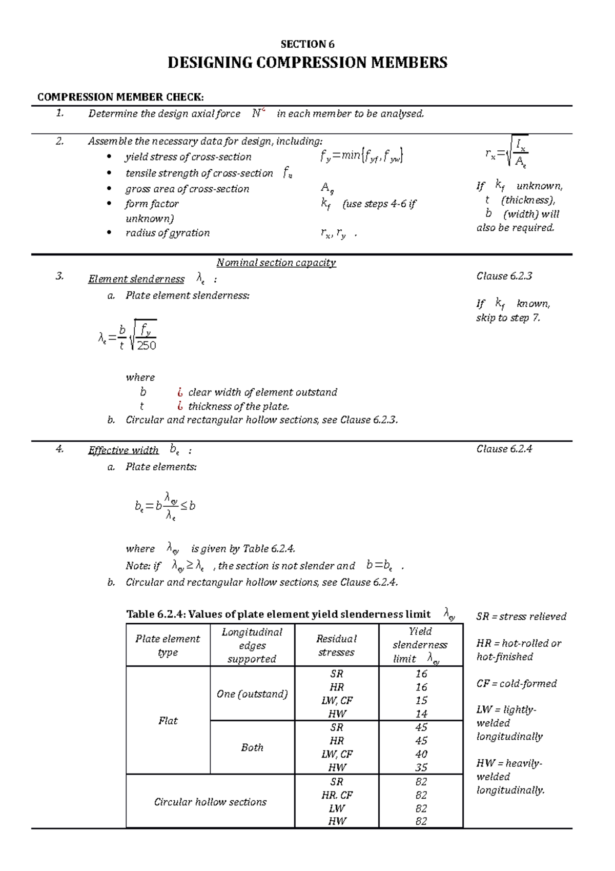 Tension and compression member check - SECTION 6 ####### DESIGNING ...