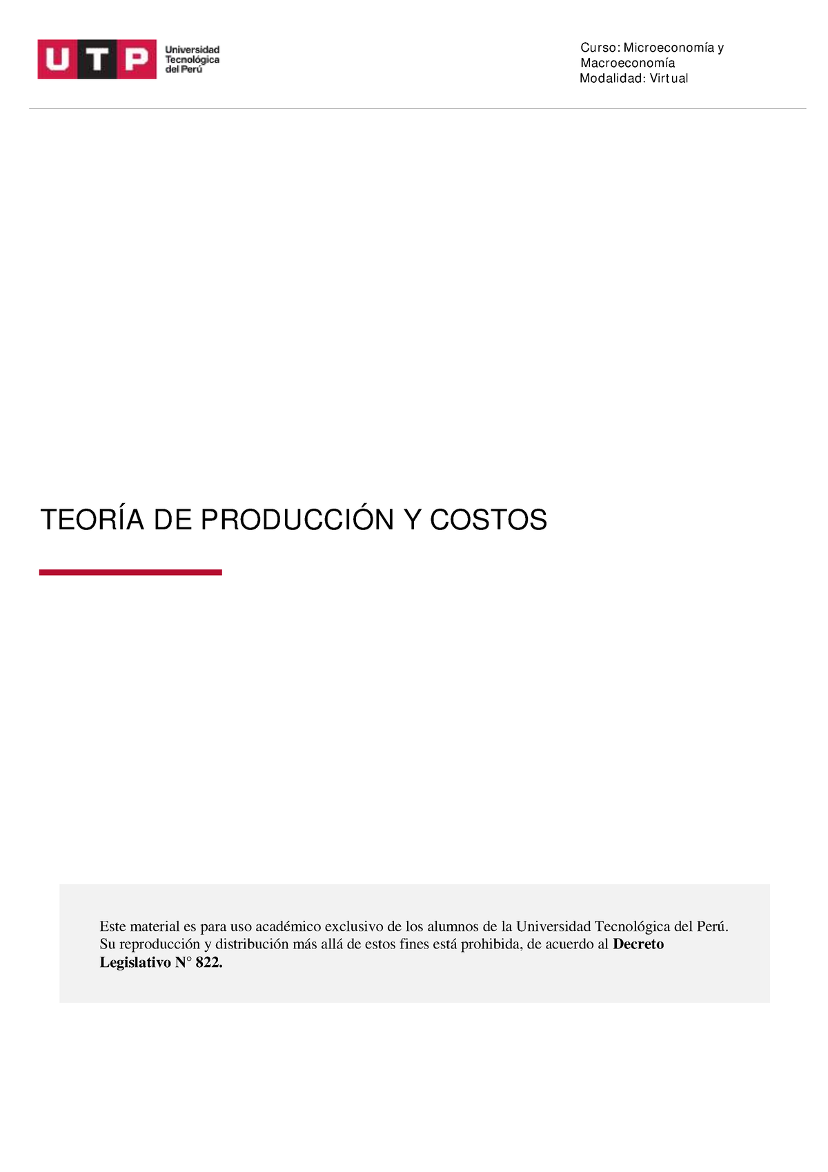 S07 - Separata - Teoría Producción Y Costos - Curso: Microeconomía Y ...