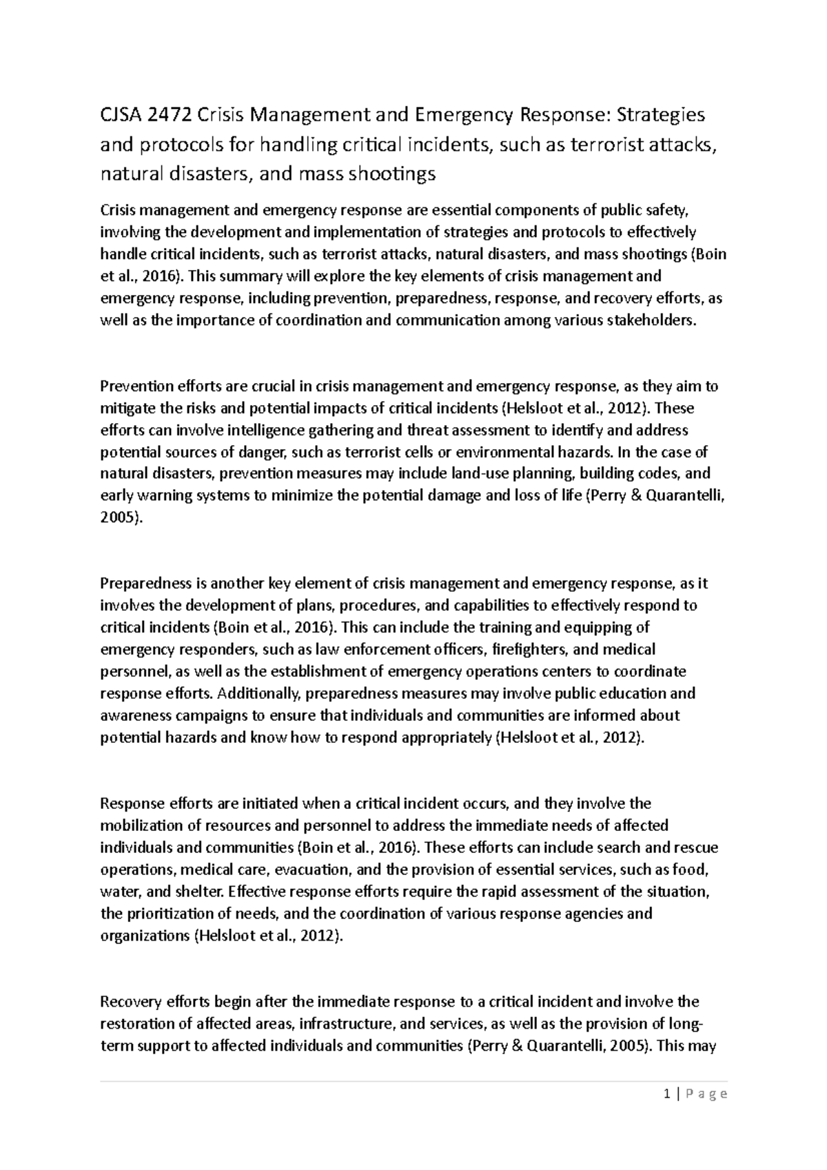 CJSA 2472 Crisis Management and Emergency Response Strategies and ...