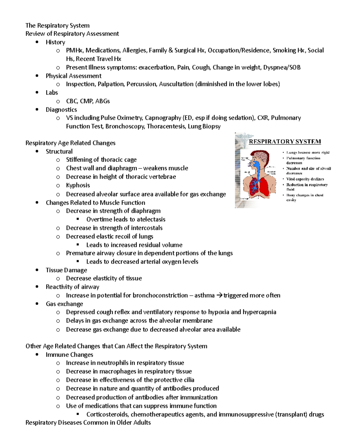 2020-Nurs421 Respiratory System lecture note - The Respiratory System ...