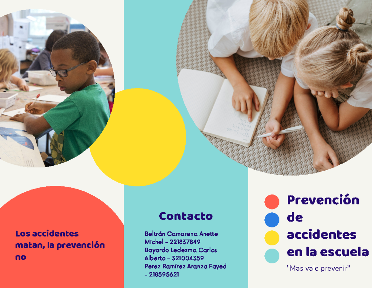 Folleto De Prevencion De Accidentes En La Escuela