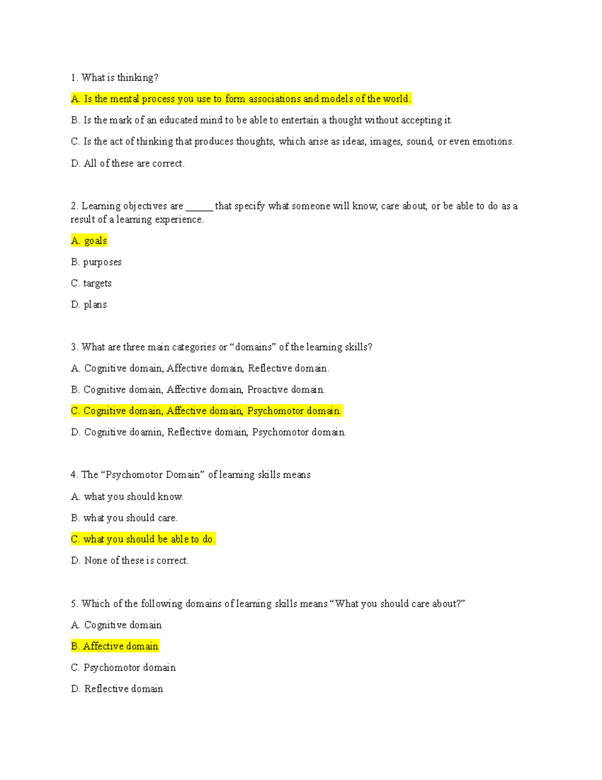 Group 1 Session 2 Pattern of Thoughts Activity 2 - What is thinking? A ...