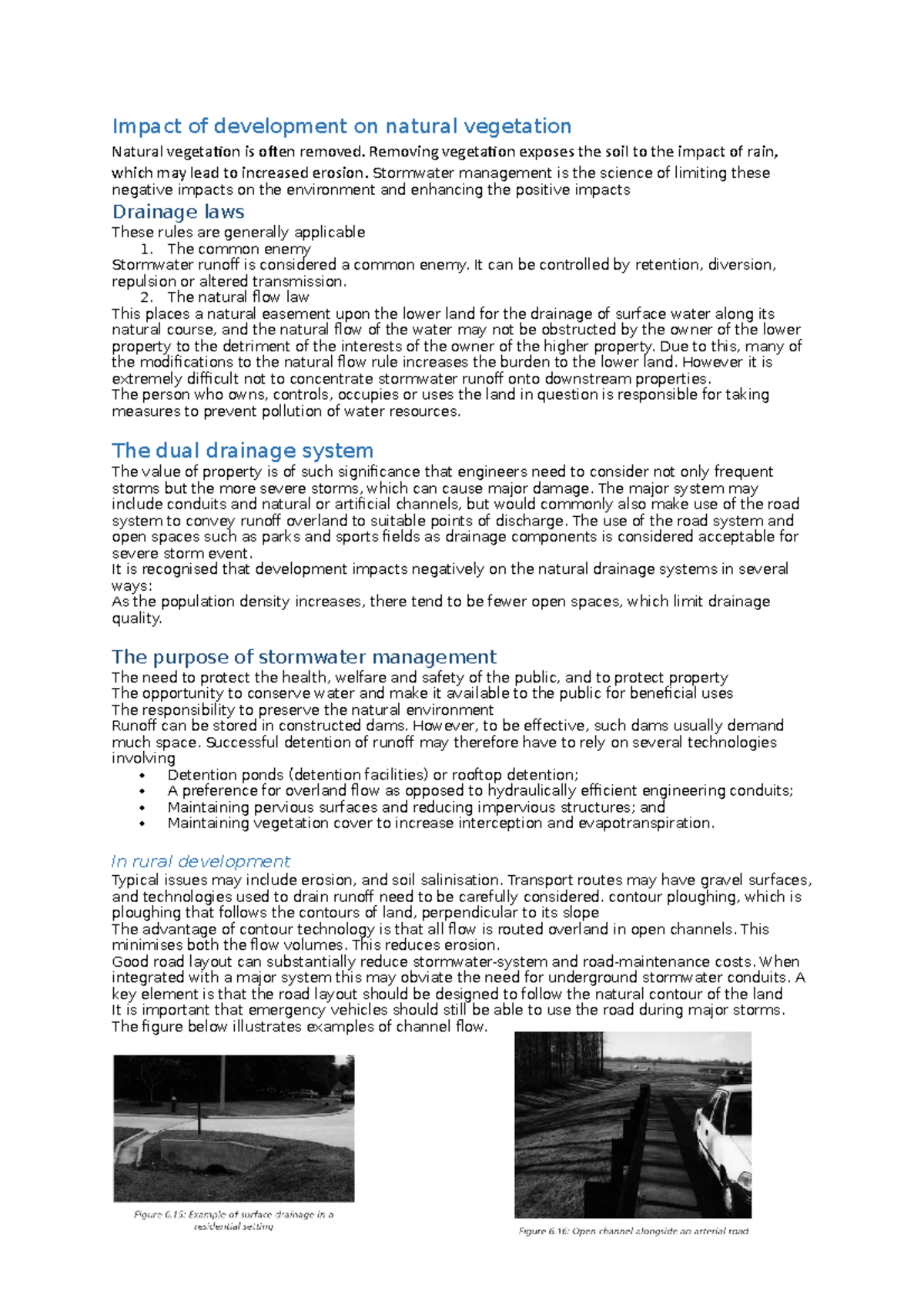 Stormwater Management - Impact of development on natural vegetation ...