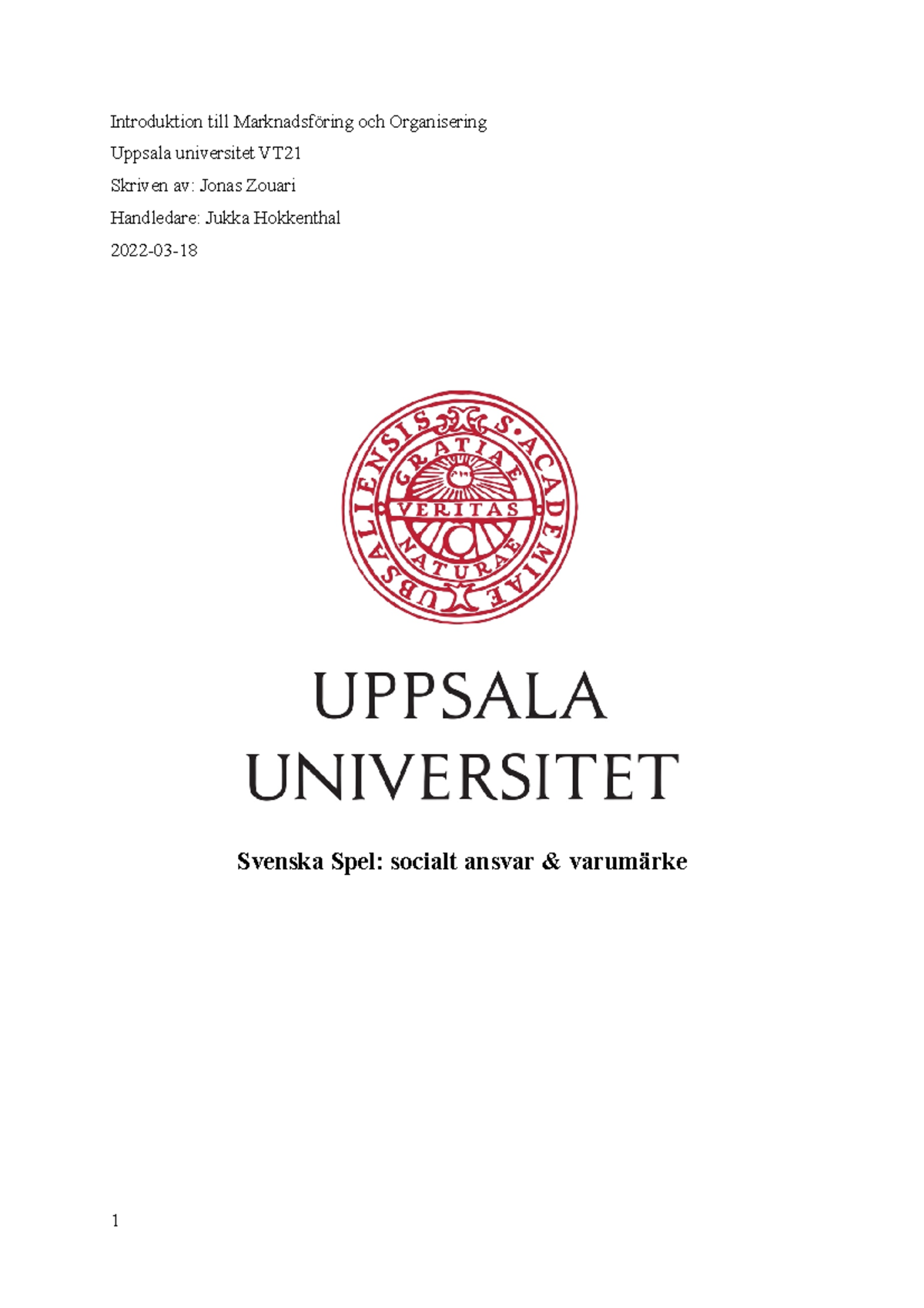 Kursuppsats, IMO Introduktion till Marknadsföring och Organisering