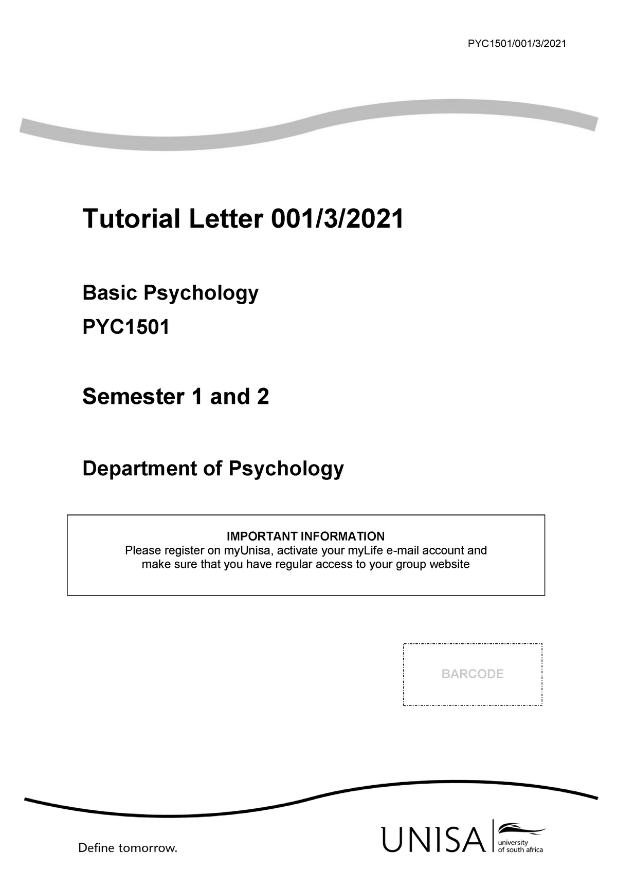 PYC1501 Tutorial Letter 2021 - PYC1501/001/3/ Tutorial Letter 001/3 ...