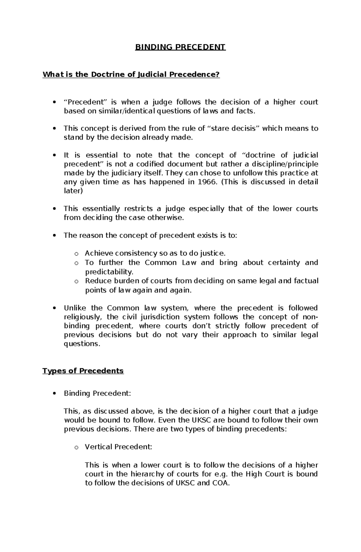 Binding Precedent - Explain and discuss how the notion of consistency ...