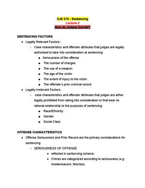 CJS 376 Lecture 3 Part 1 - Spring 2021 - CJS 376 - Sentencing Lecture 3 ...