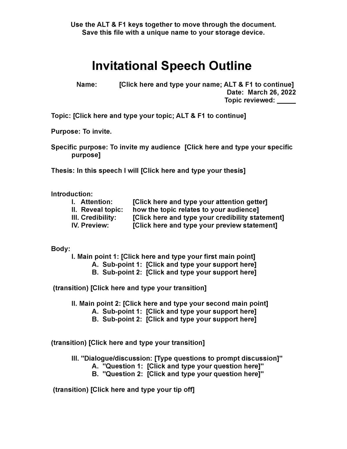 speaking outline example