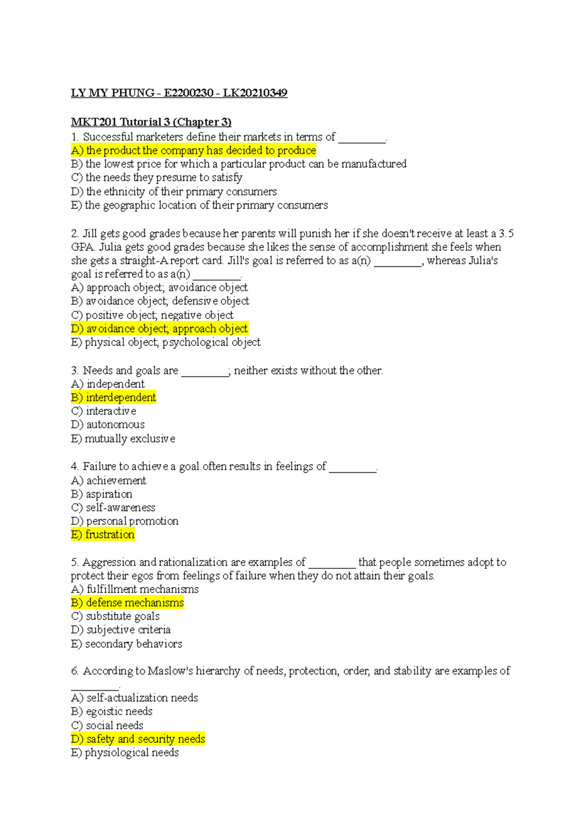 MKT201 Tutorial 3 Answers - LY MY PHUNG - E2200230 - LK MKT201 Tutorial ...