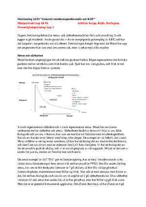 Psykologi Forelasning 26 Missbruk Kbt Rel Sning 26 11 Generell Studocu
