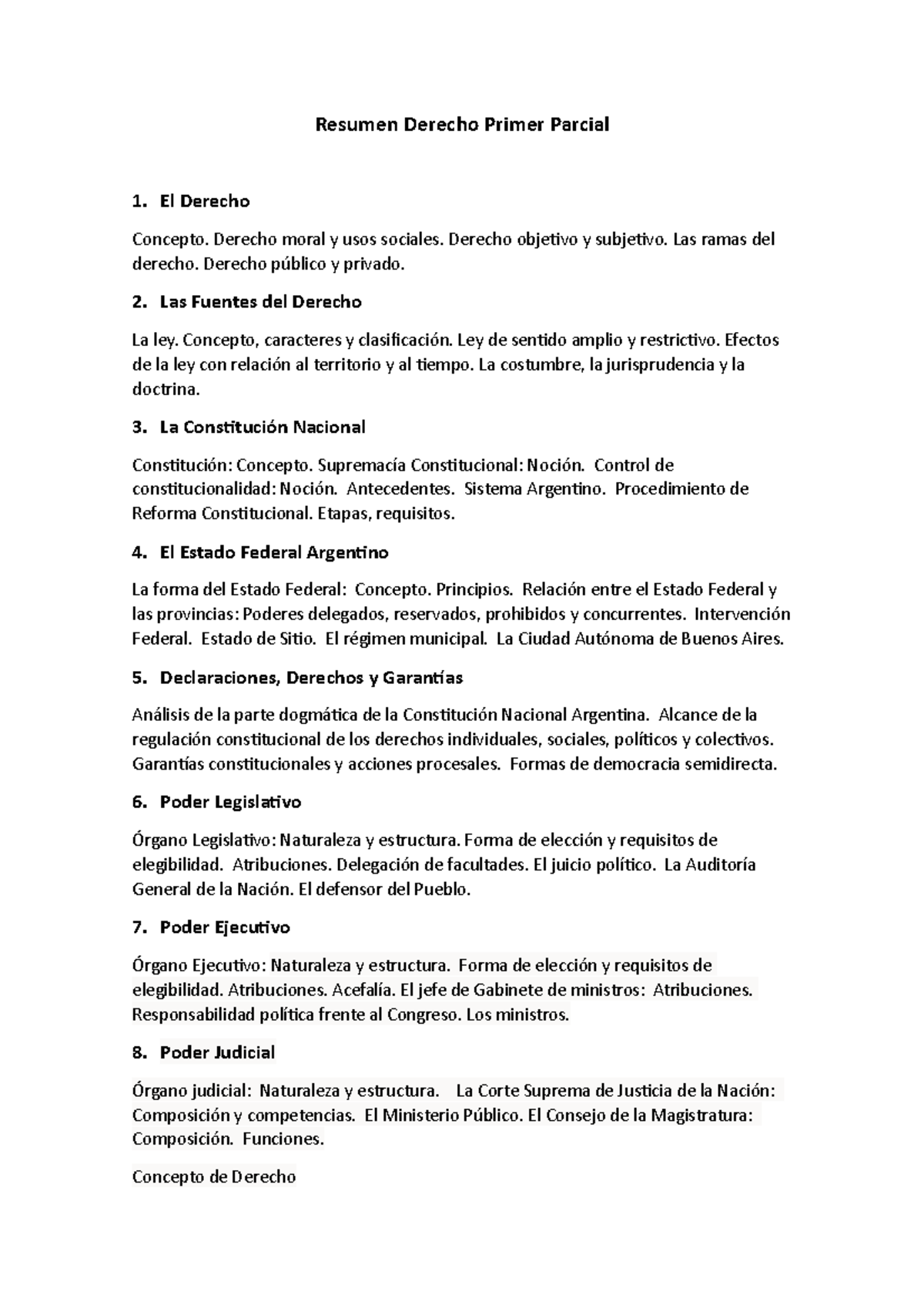 Resumen Derecho Primer Parcial - El Derecho Concepto. Derecho Moral Y ...