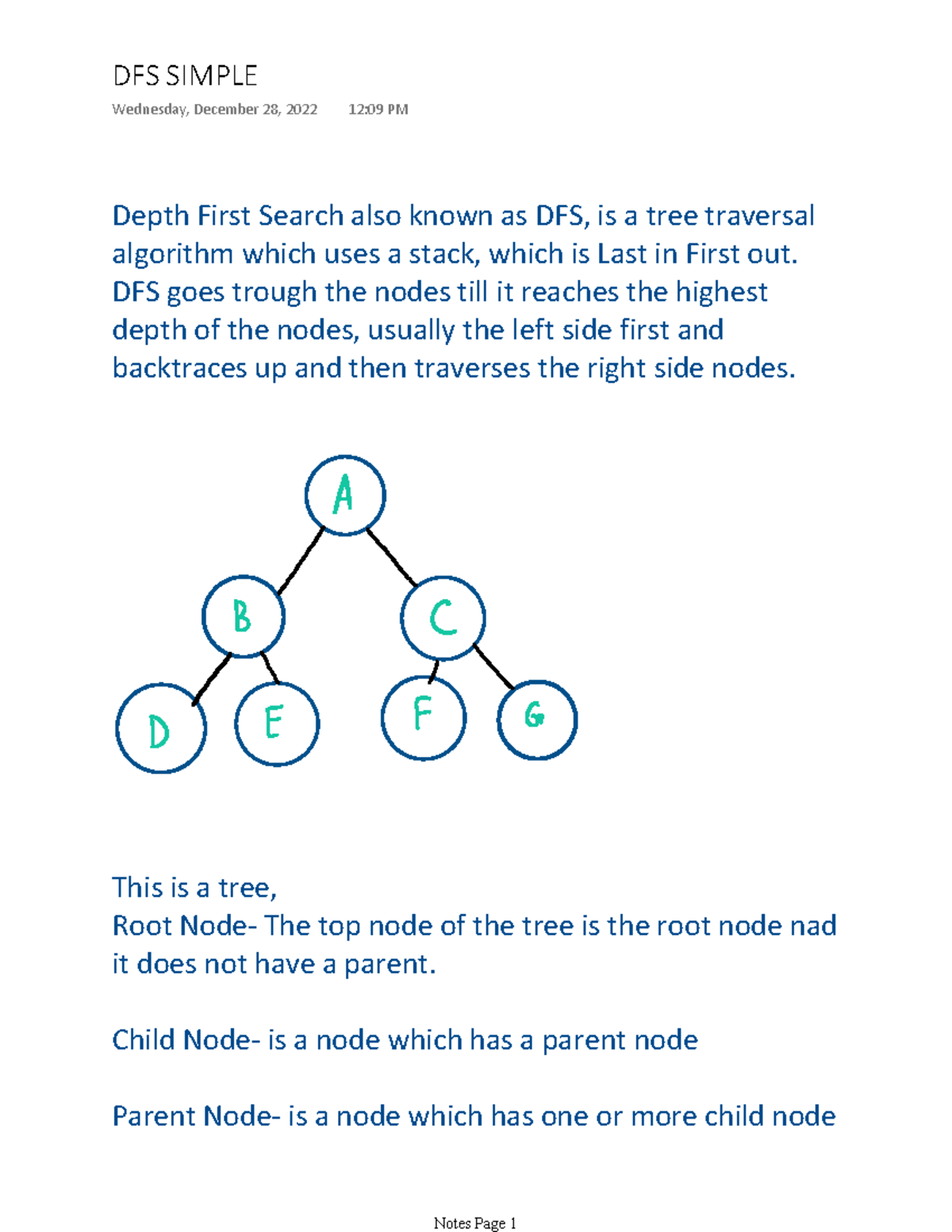 How does an algo visit each node with DFS simple and complex examples ...