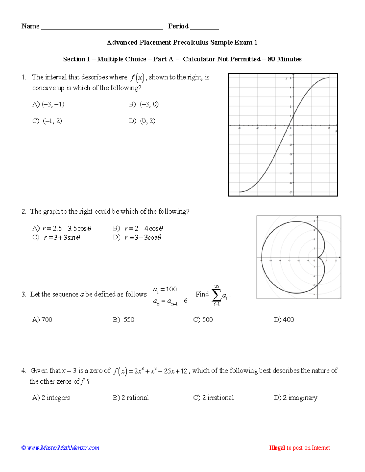 Sample APPrecalc Exam 1Stud - Name ...