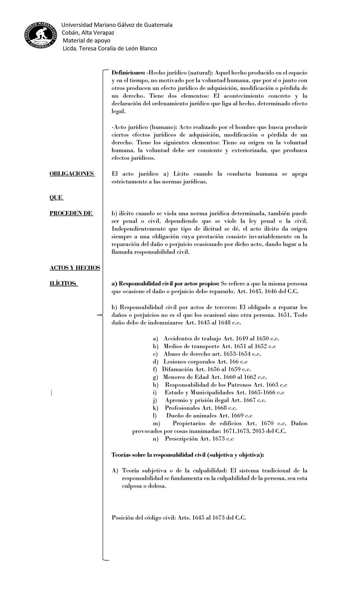 8. Obligaciones QUE Procede DE Hechos Y Actos Ilicitos - Universidad ...