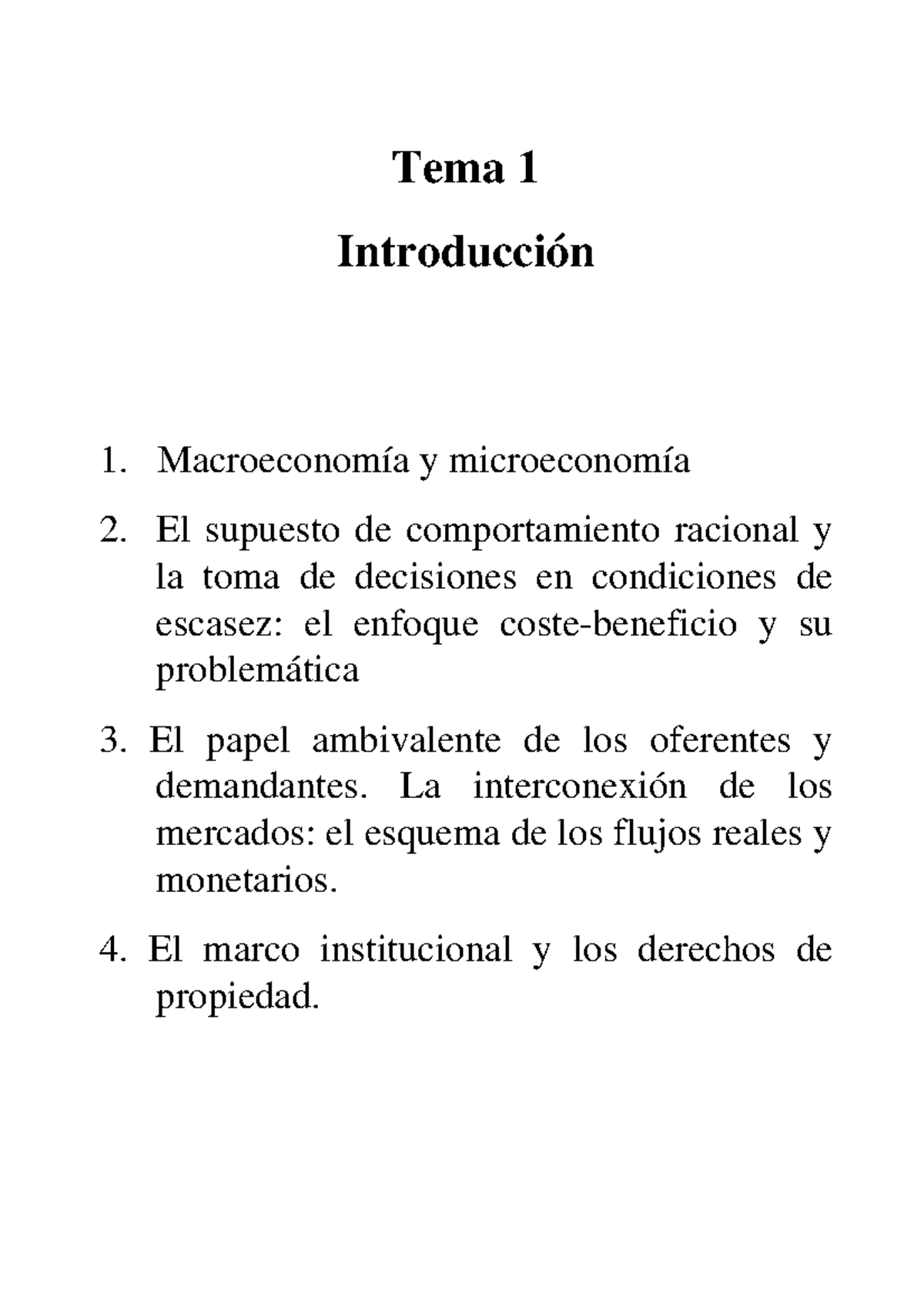 1 Introduccion Muy Util Tema 1 Introducción Macroeconomía Y Microeconomía El Supuesto De