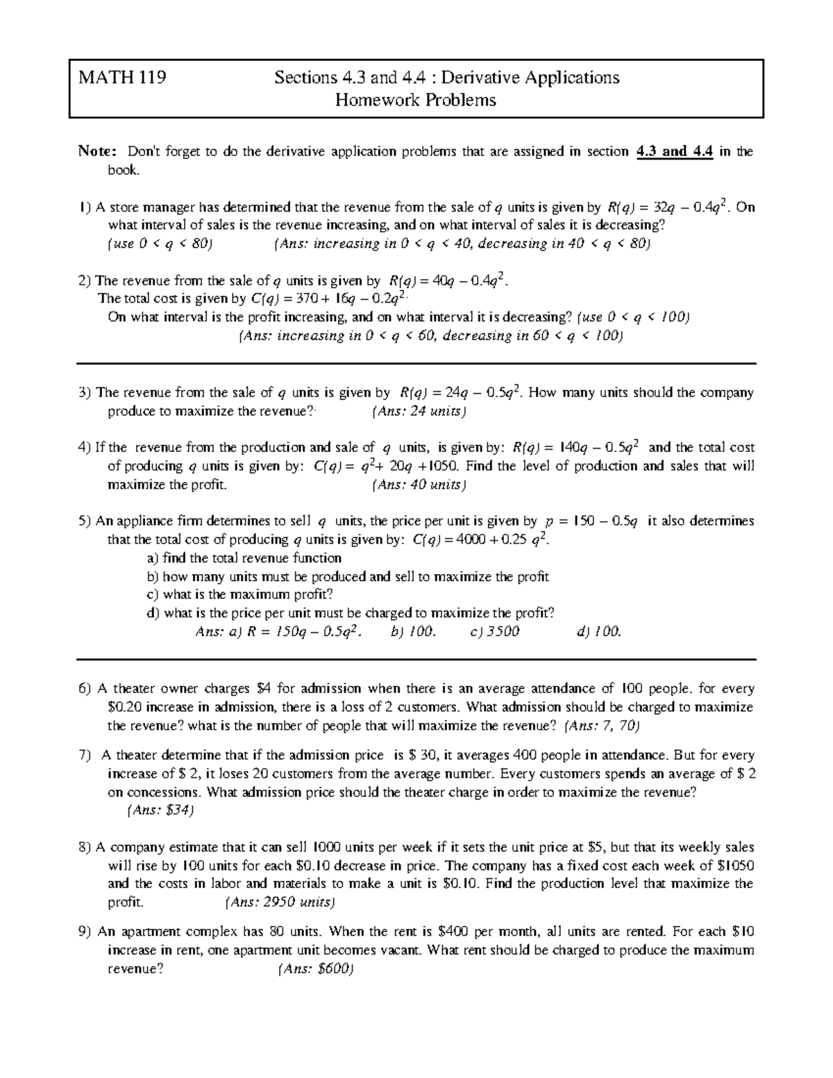 Section 4.3 HW - Topic wise notes - MATH 119 Sections 4 and 4 ...