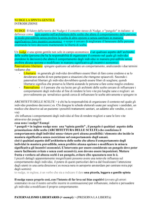 Esame DI Interaction - riassunti libri nudge e caffetteria del masochista - NUDGE  LA SPINTA GENTILE. - Studocu