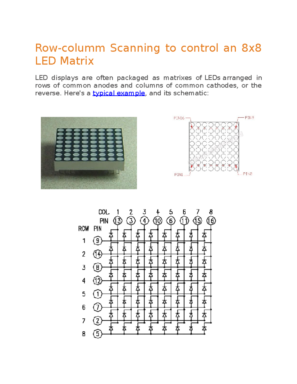 25 8x8 LED Matrix - Row-columm Scanning to control an 8x LED Matrix LED ...