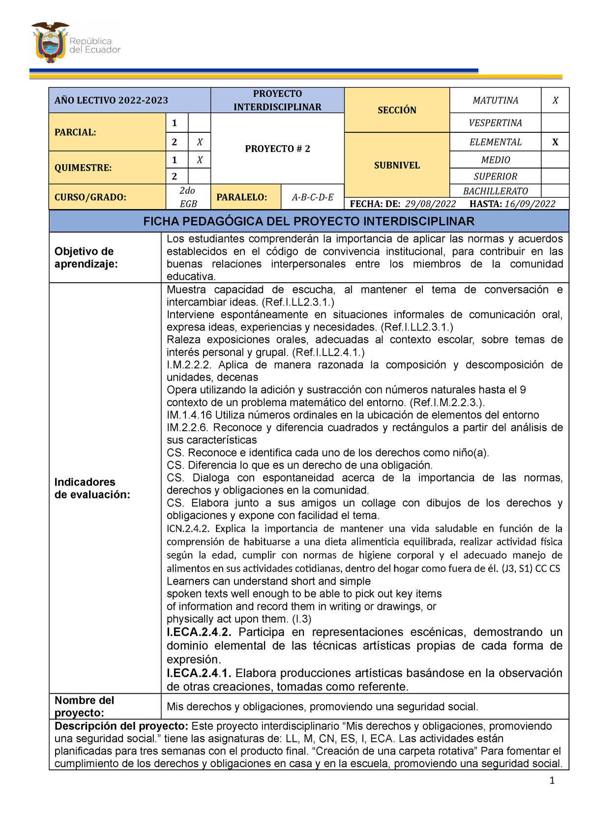 Formato Para Elaborar El Proyecto I Y Ii 2016