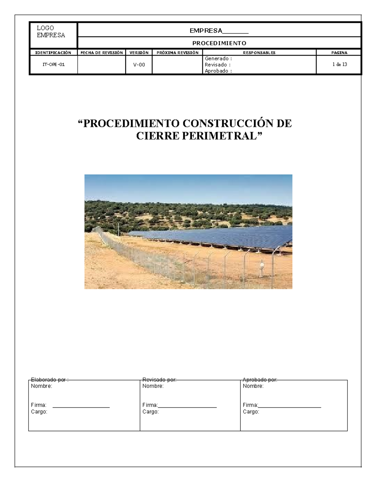 Procedimiento ConstruccióN DE Cierre Perimetral V2 - LOGO EMPRESA ...