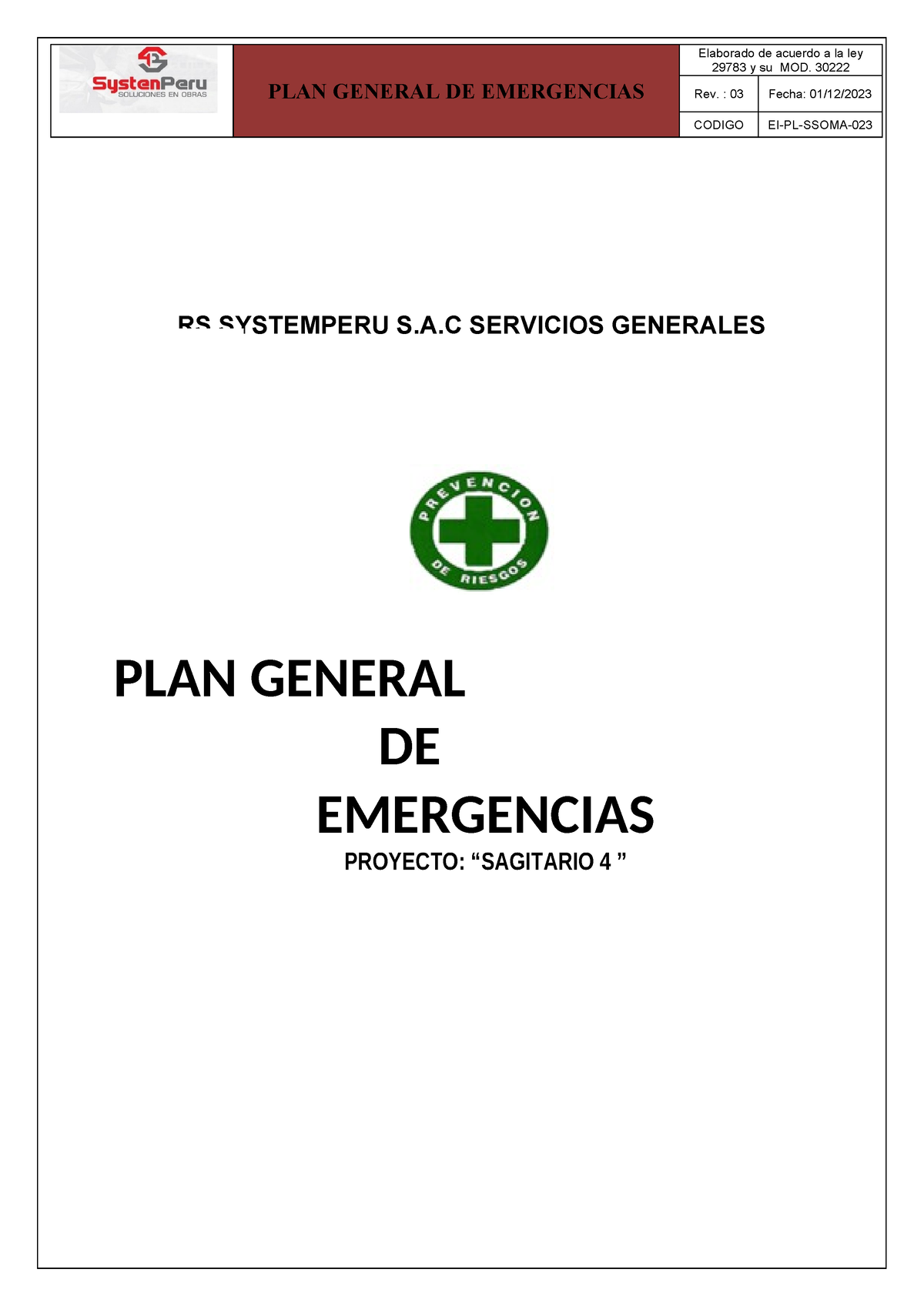 4.2 Plan General De Emergencias- ACI - PLAN GENERAL DE EMERGENCIAS ...