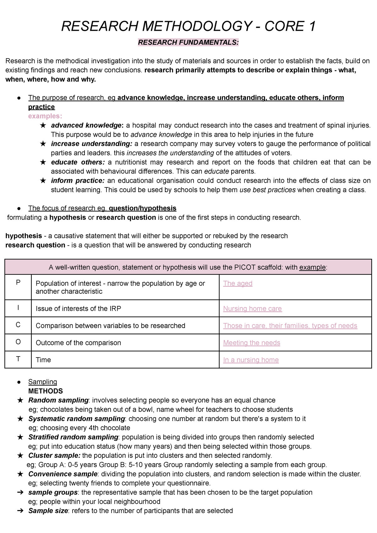 CAFS HSC CORE 1 - N/a - RESEARCH METHODOLOGY - CORE 1 RESEARCH ...