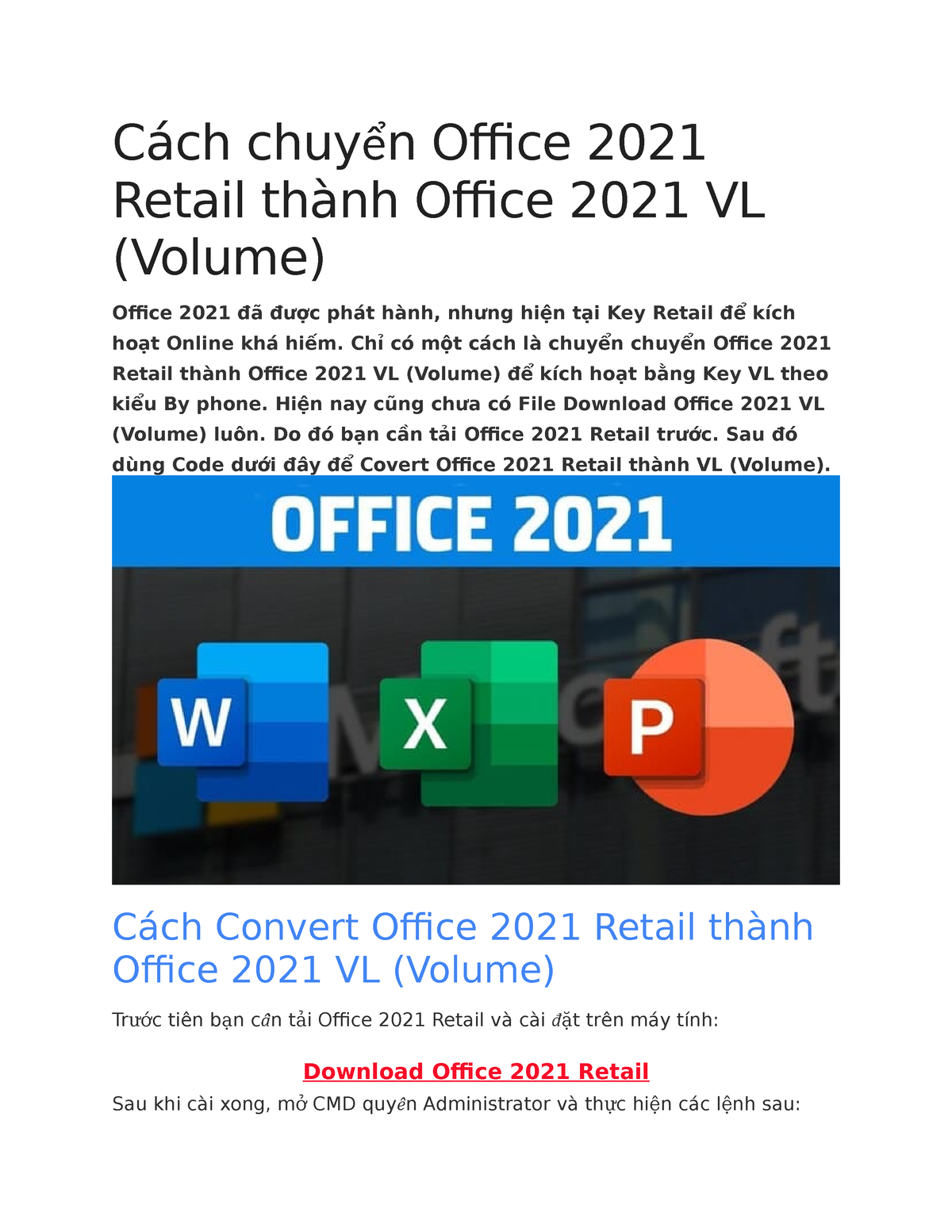 Cách chuyển Office 2021 Retail thành Office 2021 VL - Cách chuyển Office  2021 Retail thành Office - Studocu