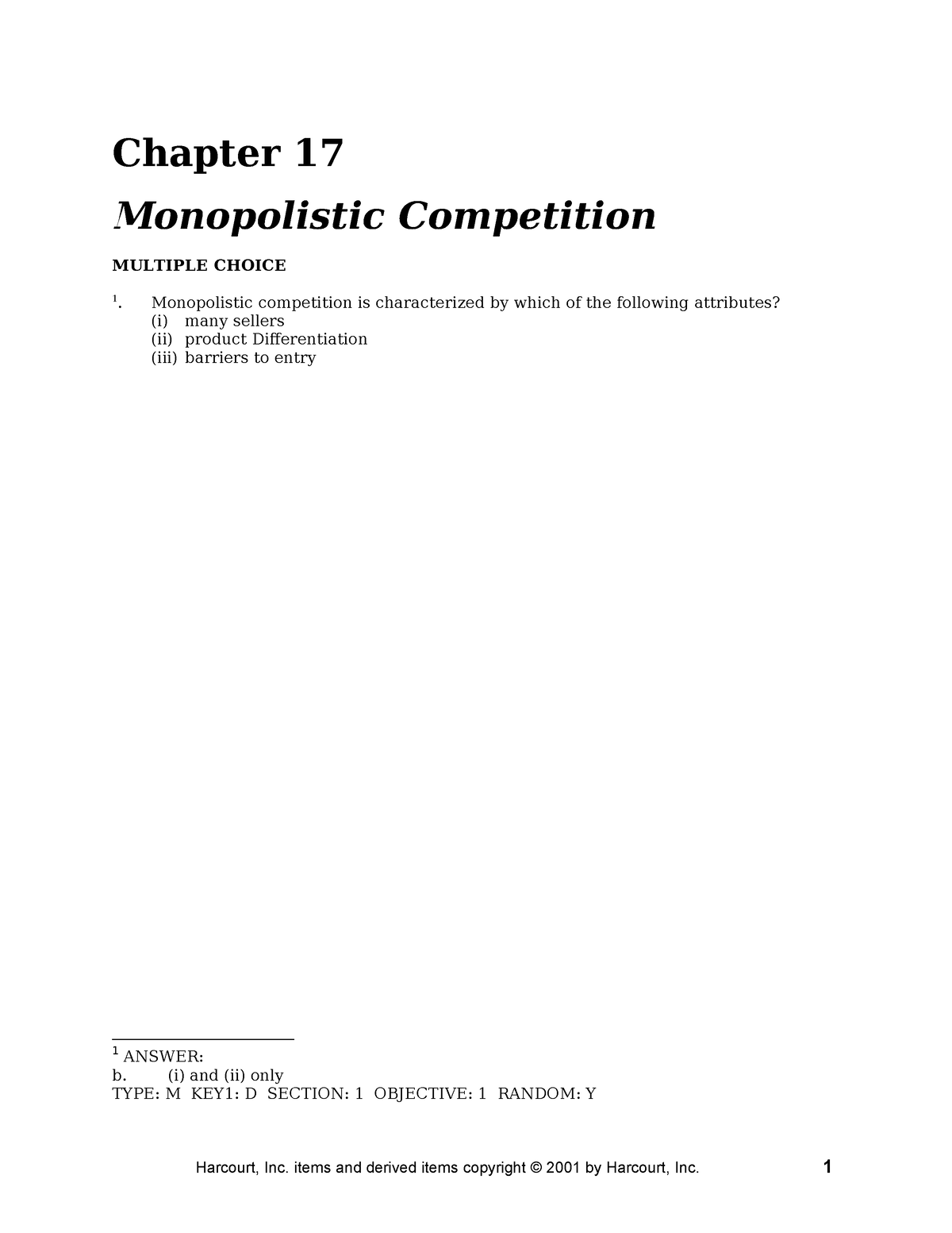 Chap17 - Practice - Chapter 17 Monopolistic Competition MULTIPLE CHOICE ...