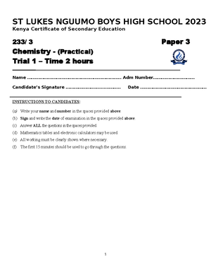 CHEM PP2 MS - PRACTICALS MANUALS AND THEORY EXAMS - TRIAL 1 2023 233 ...