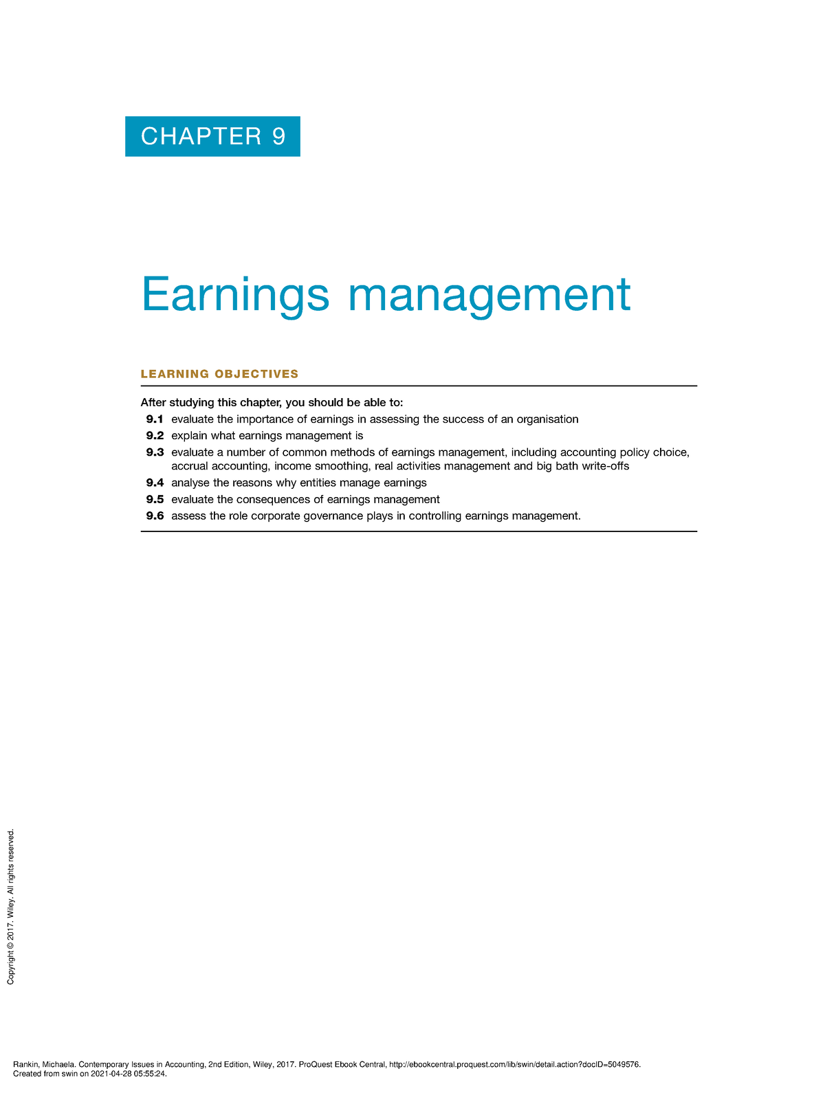 earnings management case study