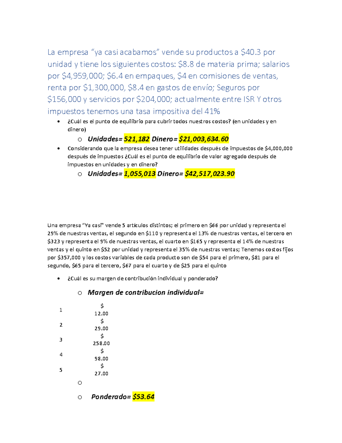 Ejercicio En Clase De Contabilidad De Costos - UVM - Studocu