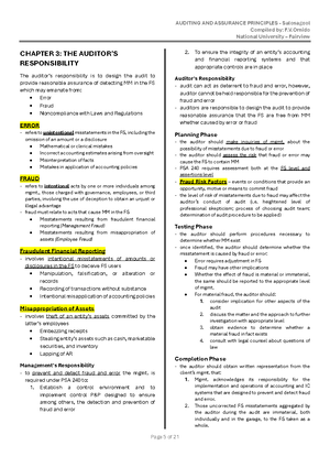 Auditing Theory Notes Chapter 1 Auditing And Assurance Principles