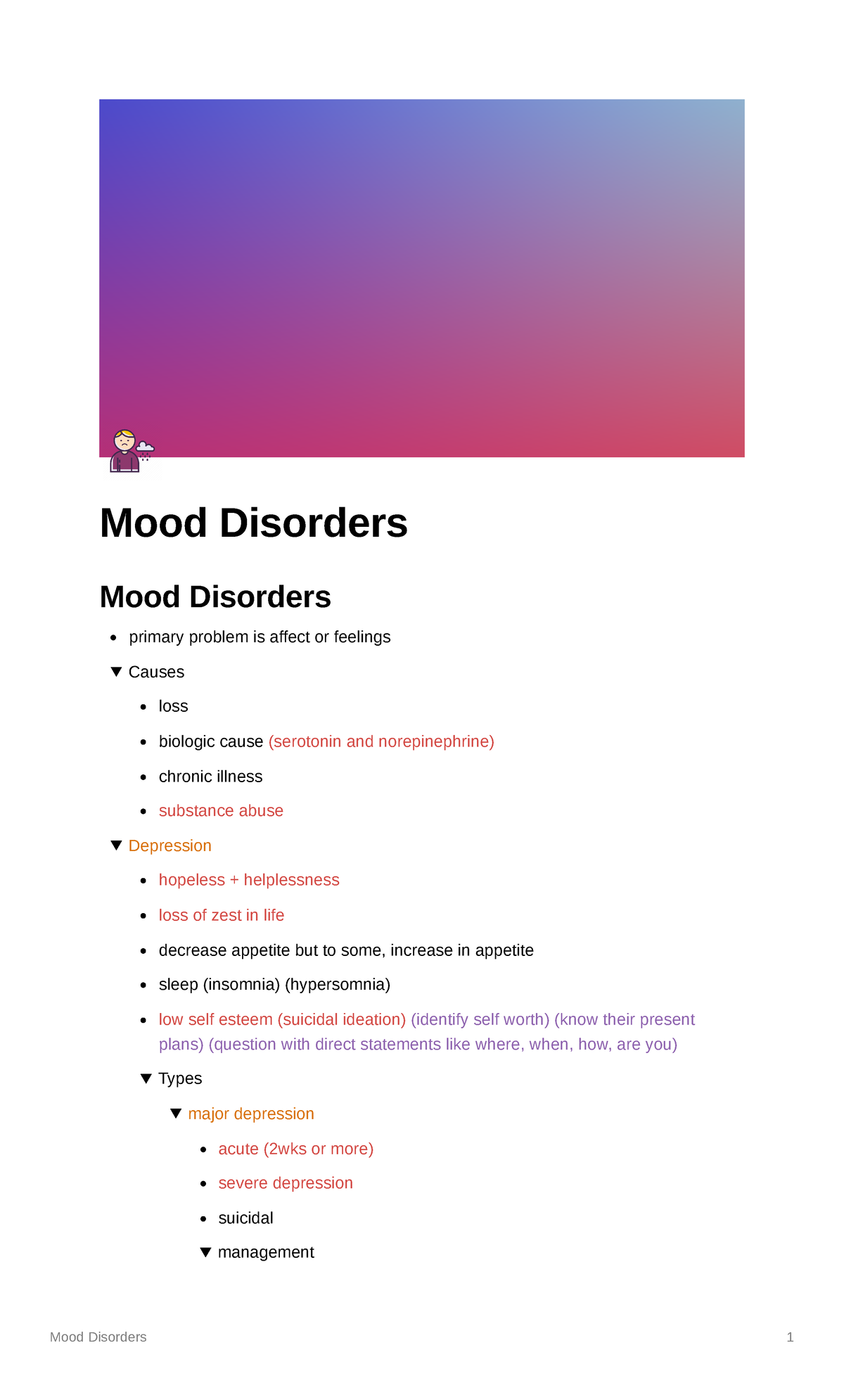 Mood Disorders - LabaRN - Mood Disorders Mood Disorders primary problem ...