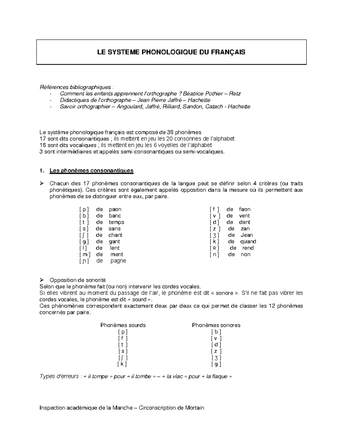 2 - Études Françaises - LE SYSTEME PHONOLOGIQUE DU FRANÇAIS Références ...