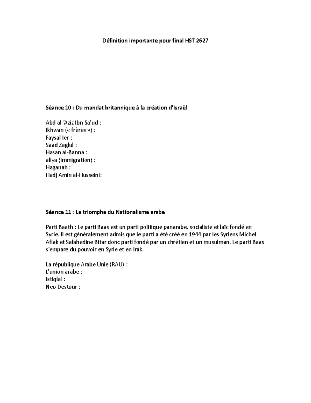 Définition importante HST 2627 - Définition importante pour final HST ...