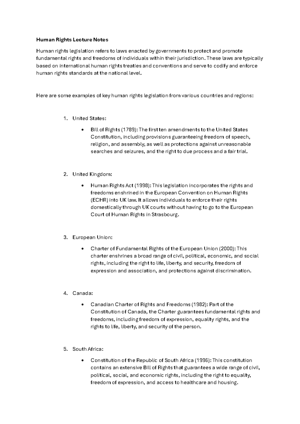 Human Rights Lecture Notes - Human Rights Lecture Notes Human rights ...