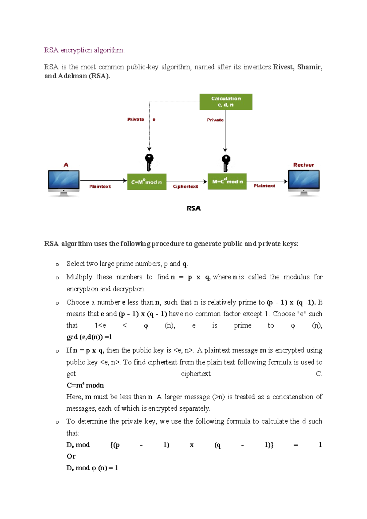RSA - CN module 5 - RSA encryption algorithm: RSA is the most common ...