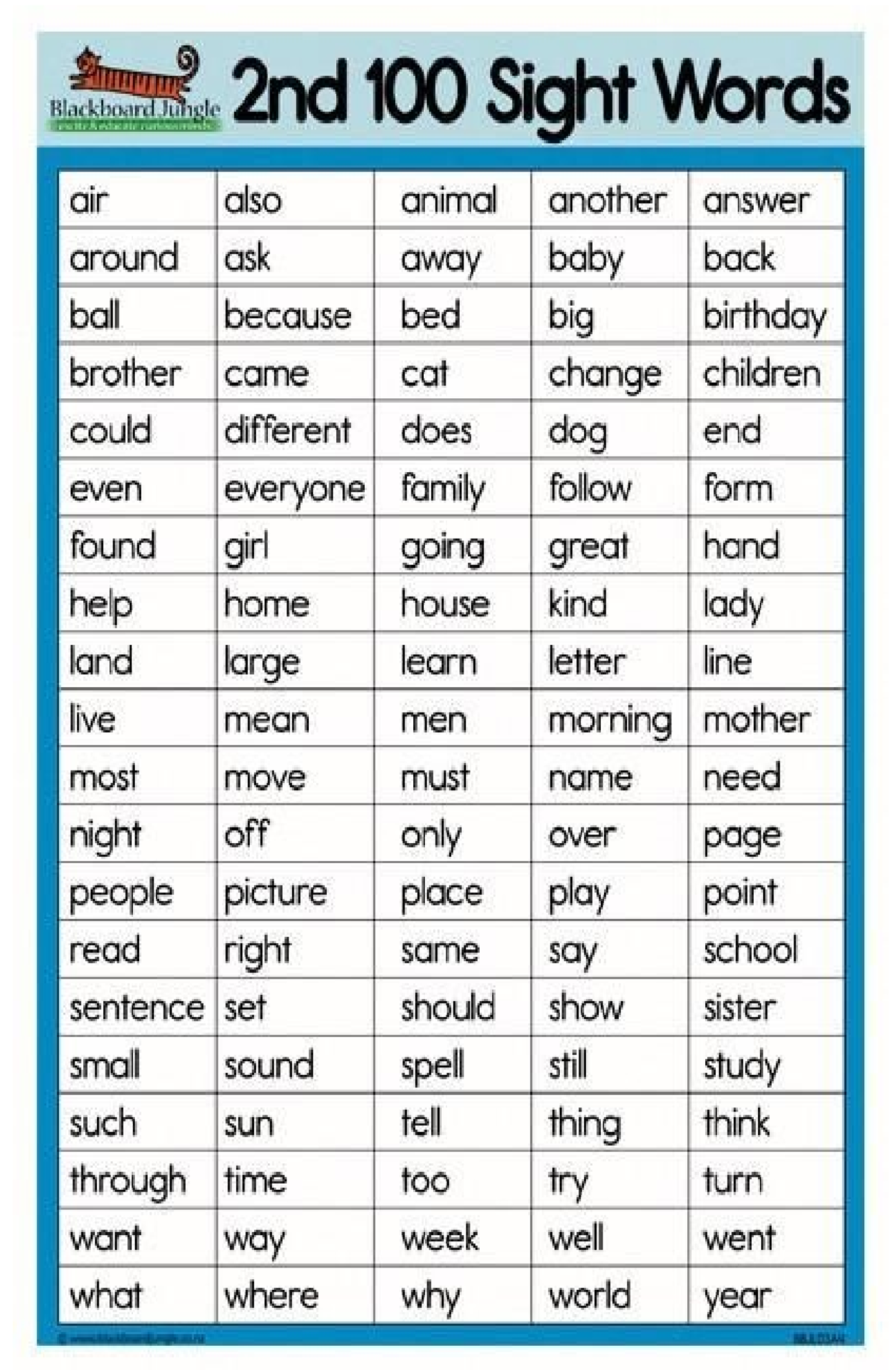 Sight words - hope it can help - Blackboard Jungle 2nd 100 Sight Words ...