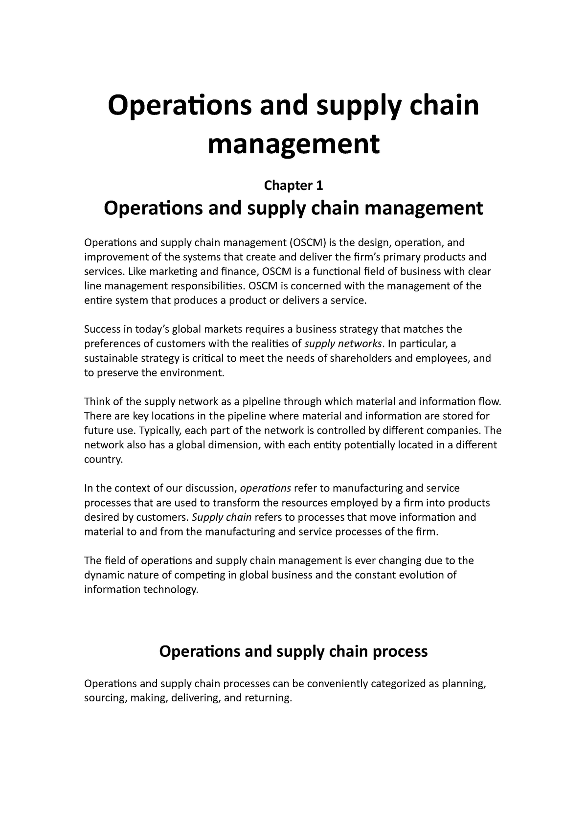 Operations And Supply Chain Management - Operations And Supply Chain ...