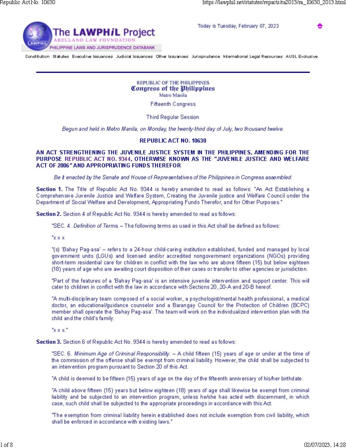 Republic Act No. 10630 - Constitution Statutes Executive Issuances ...