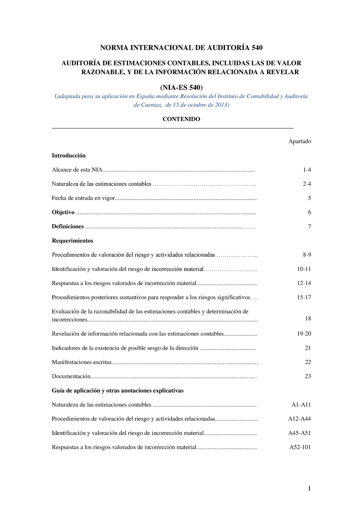 Niaes 540 Nia 540 Norma Internacional De AuditorÍa 540 AuditorÍa De Estimaciones Contables 7720