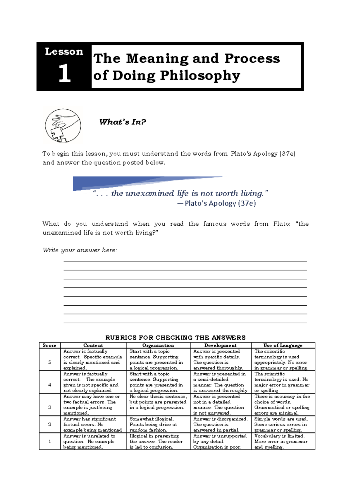 Q1 SHS Intro to the Philosophy of the Human Person Module 1 Handouts ...