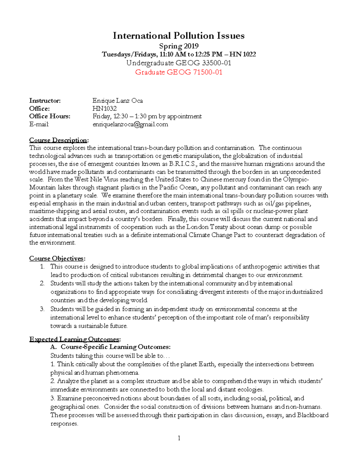 GEOG 335 00 and 71500 Spring 2019 Lanz Oca GEOG 335 Hunter College