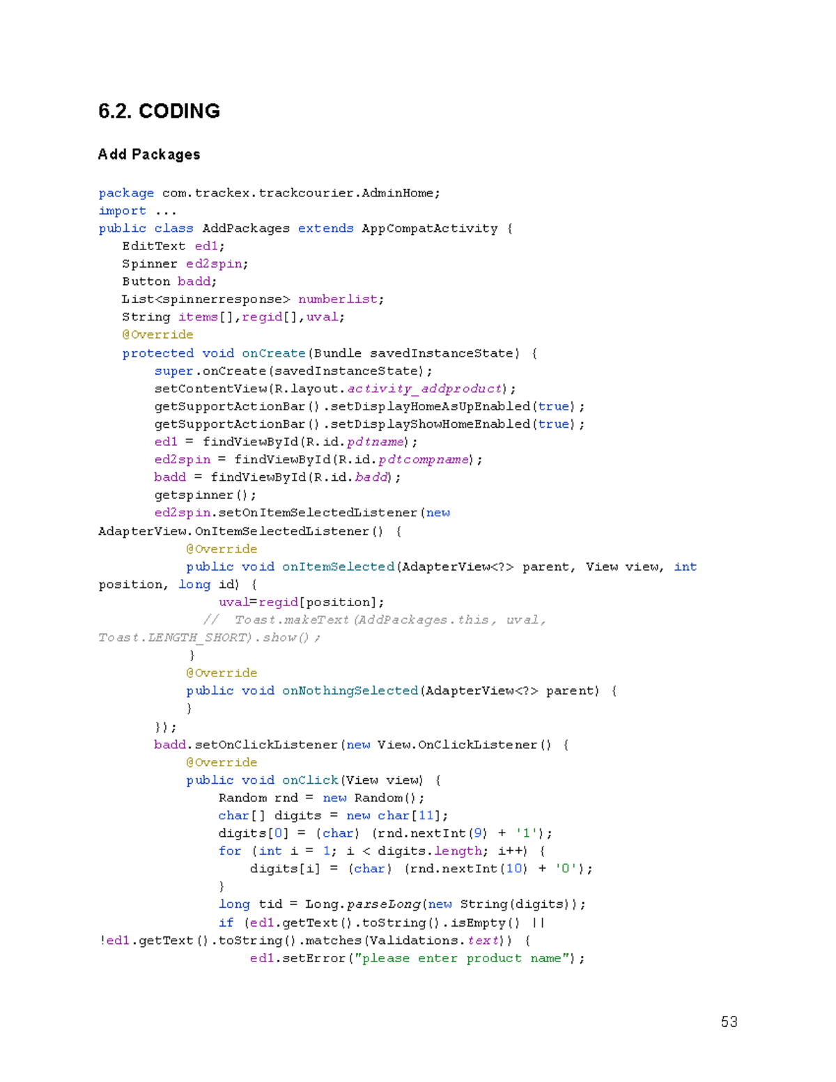 Project report-15 - 6. CODING Add Packages package com.trackex ...