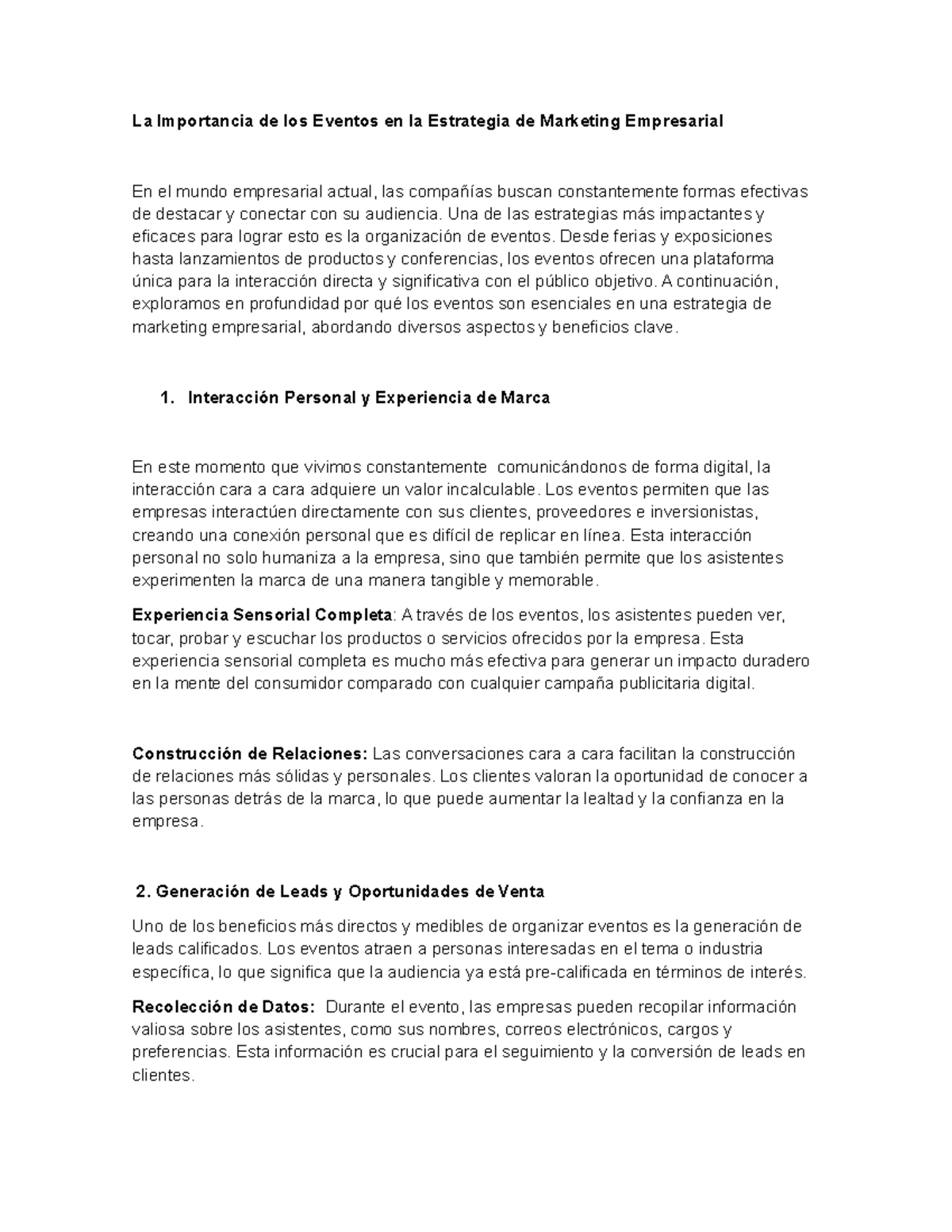 La Importancia de los Eventos en la Estrategia de Marketing Empresarial ...